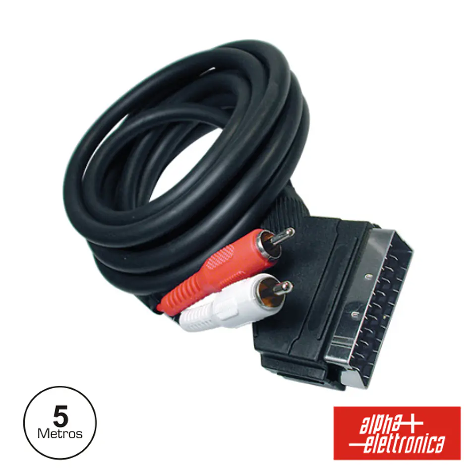 CABO SCART MACHO VÍDEO / 2 RCA MACHO 5M 1