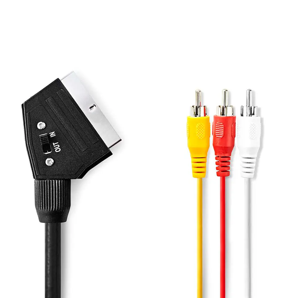 Cabo Scart Macho / 3RCA 1vídeo-2audio Comutador 1m 1