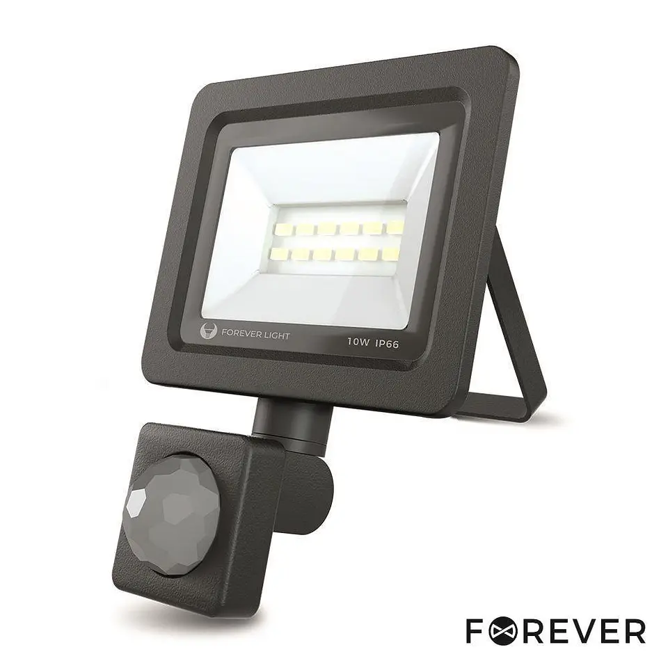 Foco LED 10W COM Sensor 230V 6000K 800lm Preto 1
