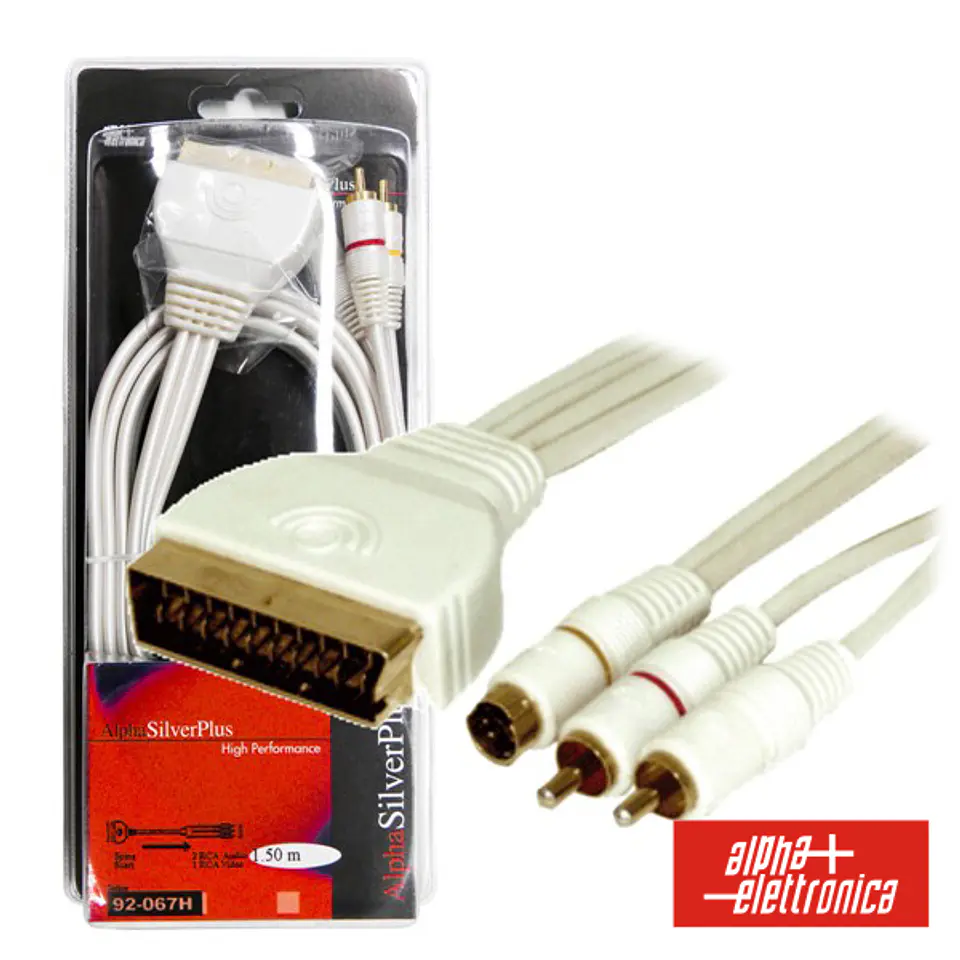 CABO SILVER PLUS SCART MACHO / 2RCA-1SHVS MACHO 3M BLISTER 1