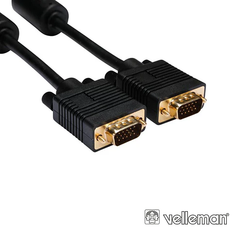 Cabo VGA Dourado Macho / Macho 20m COM Filtro VELLEMAN