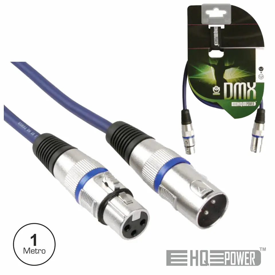 CABO DMX XLR 3P MACHO / XLR 3P FÊMEA 1M HQ POWER 1