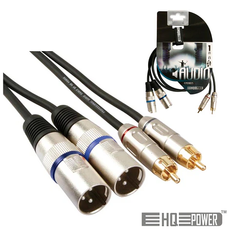CABO 2-XLR 3P MACHO / 2-RCA MACHO 1M HQ POWER