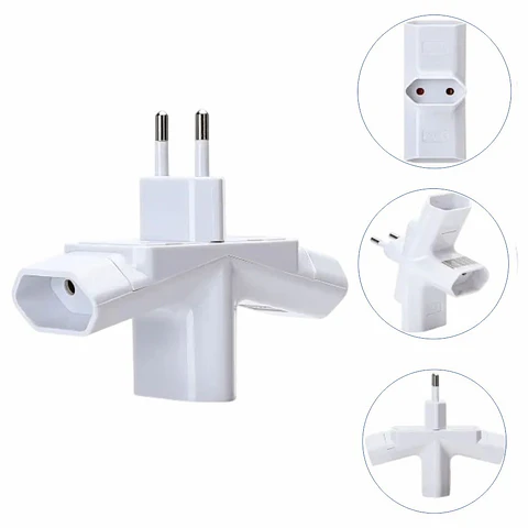Ficha Elétrica Adaptadora 3x Schuko