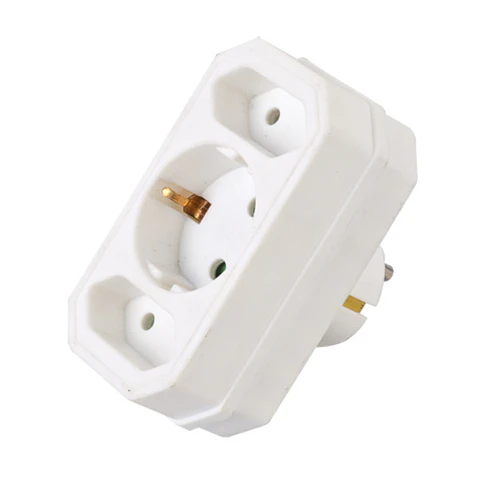 TOMADA ELÉTRICA COM 2 SAÍDAS PLANAS 1 SCHUKO BRANCO