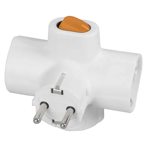 FICHA ELÉTRICA TRIPLA 3 SCHUKO INTERRUPTOR