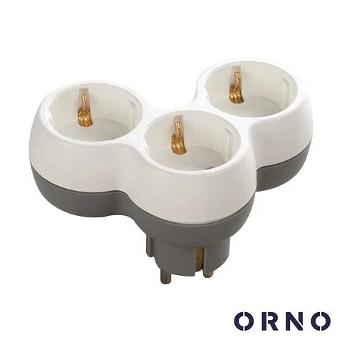 Ficha Elétrica Adaptadora 3x Schuko Branco ORNO