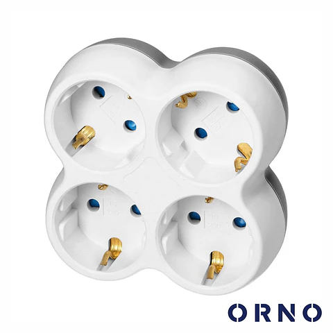 Ficha Elétrica Adaptadora 4x Schuko Branco ORNO