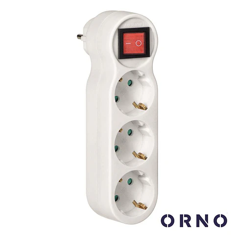 Ficha Elétrica Adaptadora 3x Schuko COM Interruptor ORNO