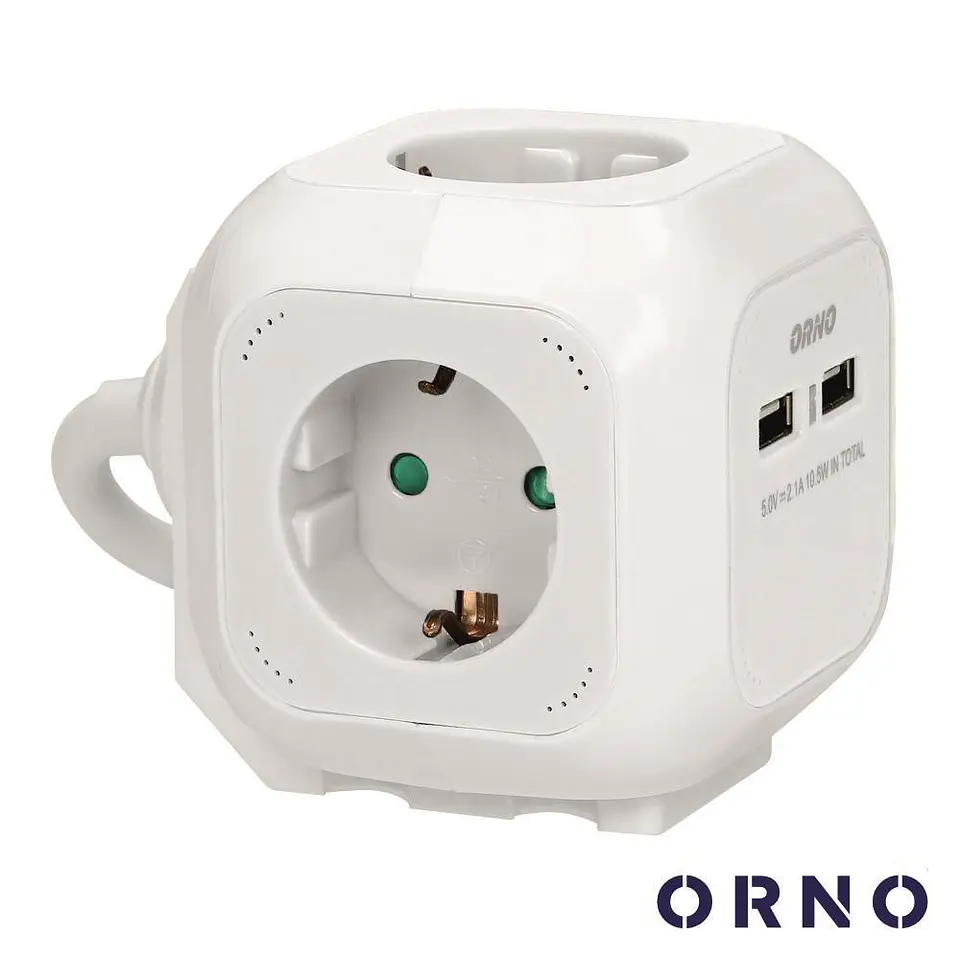 Extensão Elétrica 4x Schuko 2x USB-A 1.4m ORNO 1
