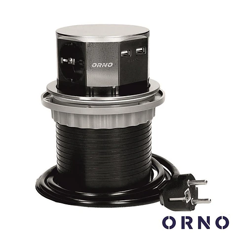 Tomada Elétrica COM 3 Saídas E 2 USB P/ Secretária ORNO