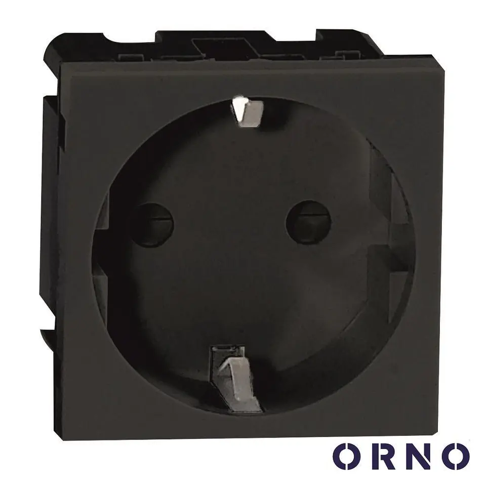 Módulo Schuko 45x45mm P/ Encastrar OR-GM-9010/B ORNO 1