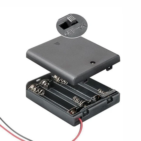 Suporte P/ 4 Pilhas AAA COM Tampa E Interruptor
