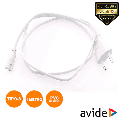 CABO ALIMENTAÇÃO AC PLANO / TIPO 8 IEC C7 1M AVIDE