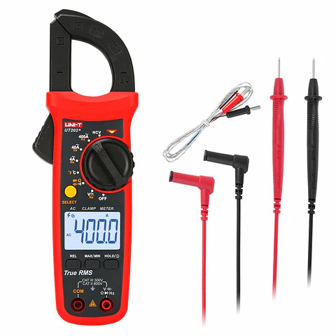 Pinça Amperimétrica Digital 400A 600V Temperatura NCV UNI-T