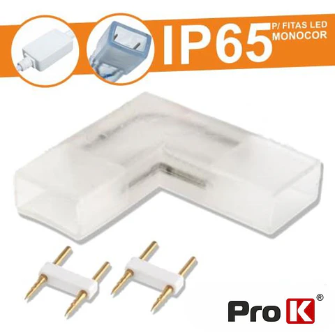 UNIÃO BORRACHA P/ FITA LEDS 2P MONOCOR IP65 90º PROK