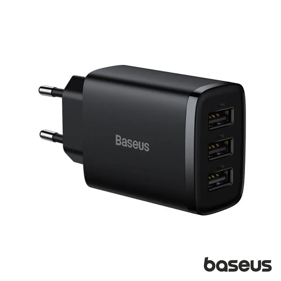 Alimentador Comutado 3 USB-A 17W Preto BASEUS 1