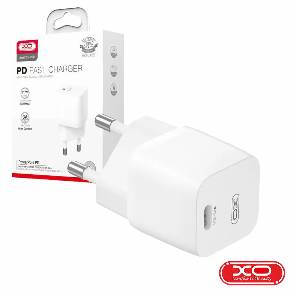 Alimentador USB-C PD 20W 3A Branco XO 1