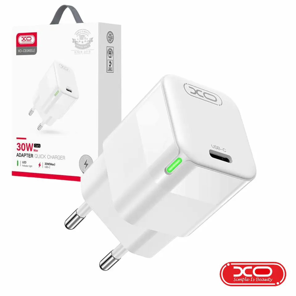 Alimentador USB-C PD 30W GaN 3A Branco XO 1