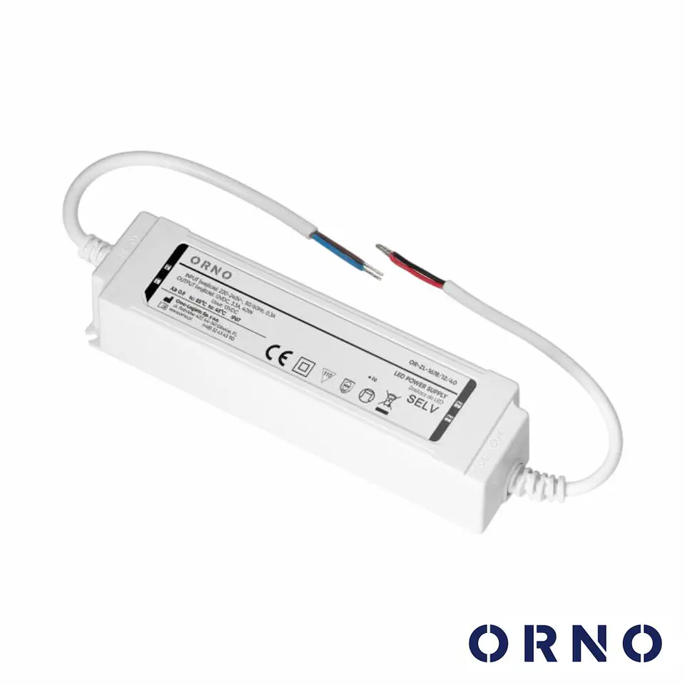 Fonte De Alimentação P/ Fitas LED 12V 40W 3.33A IP67 ORNO 1