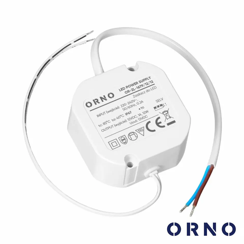 Fonte de Alimentação Embutir P/ Fitas LED 12V 12W 1A ORNO 1