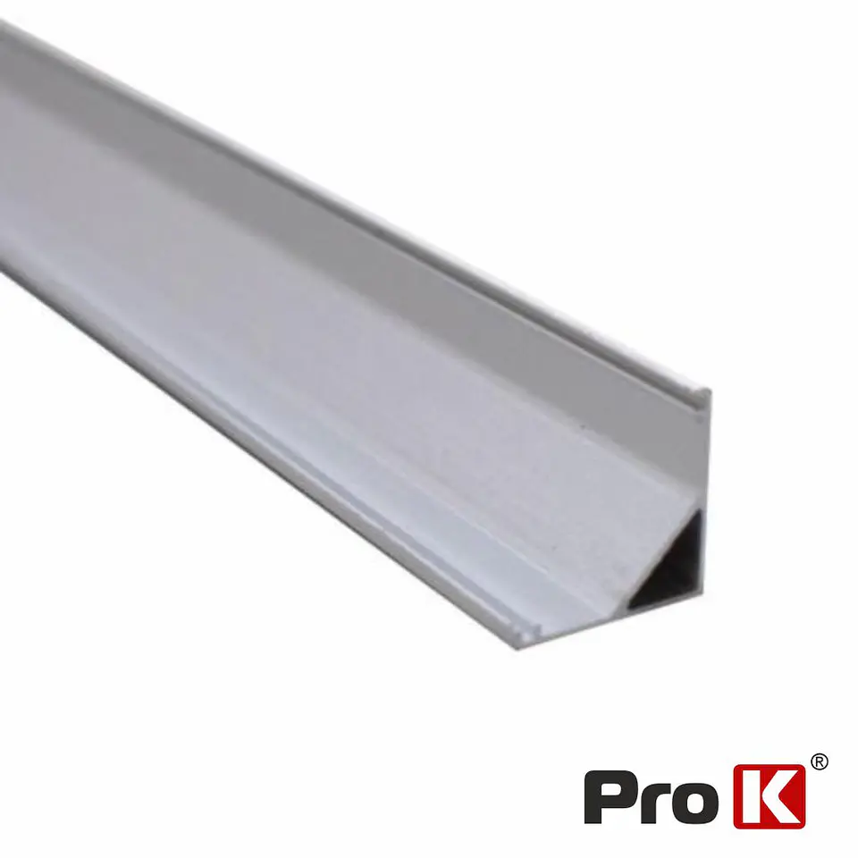 PERFIL DE ALUMÍNIO P/ FITA LEDS 2M DE CANTO PROK 1