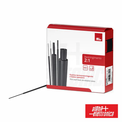 Tubo Manga Termoretráctil 2.4mm 10m Preto ALPHA