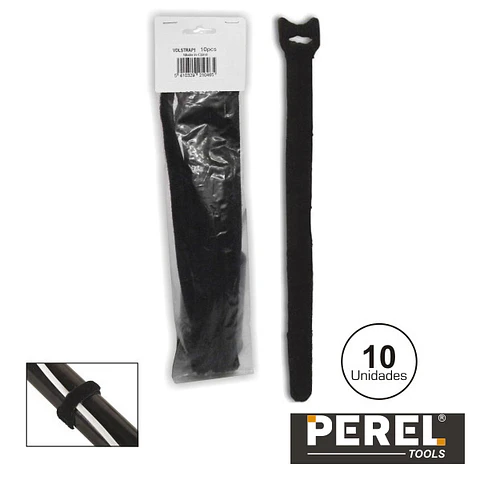 BRAÇADEIRA VELCRO PRETA 300MM 10X PEREL
