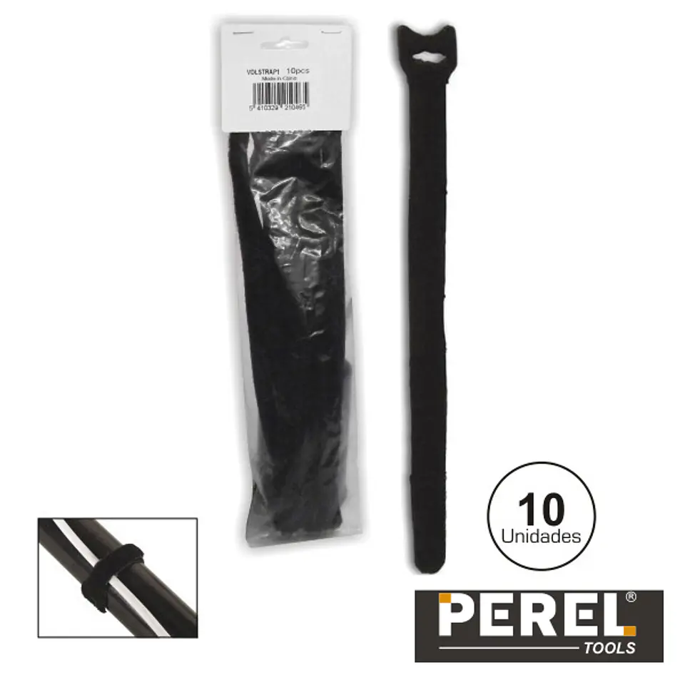 BRAÇADEIRA VELCRO PRETA 300MM 10X PEREL 1