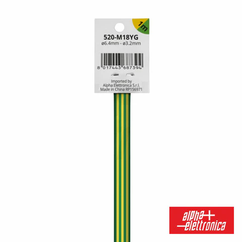 Tubo Manga Termoretrátil 2:1 6.4mm 1M Verde/Amarelo