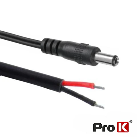 Ficha Alimentação DC Fêmea 5.5x2.1mm COM Cabo 270mm PROK