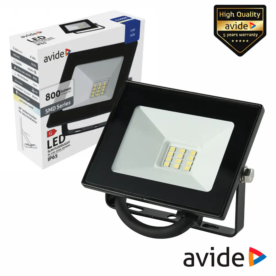 Foco LED 10W 230V 6400K 800lm Preto Avide 1