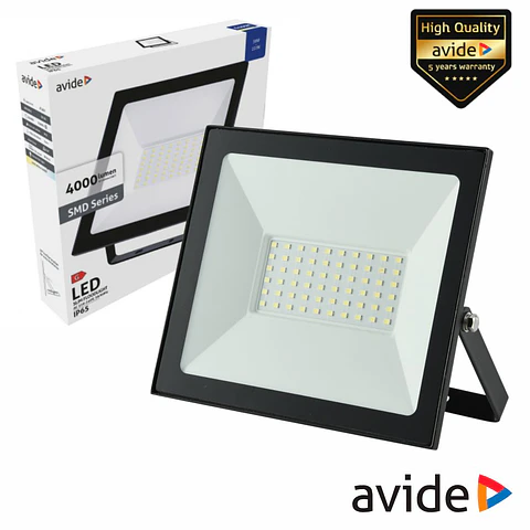 Foco LED 50W 230V 6400K 4000lm Preto Avide