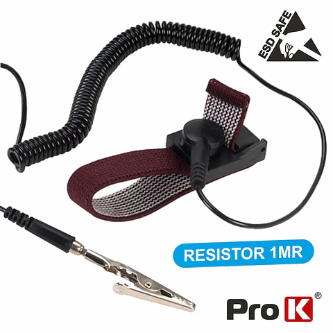 PULSEIRA ANTI-ESTÁTICA PRETA E VERMELHA PROK