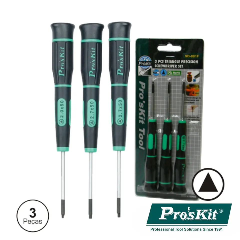 CONJUNTO DE 3 CHAVES TRIÂNGULARES DE PRECISÃO PROSKIT 1