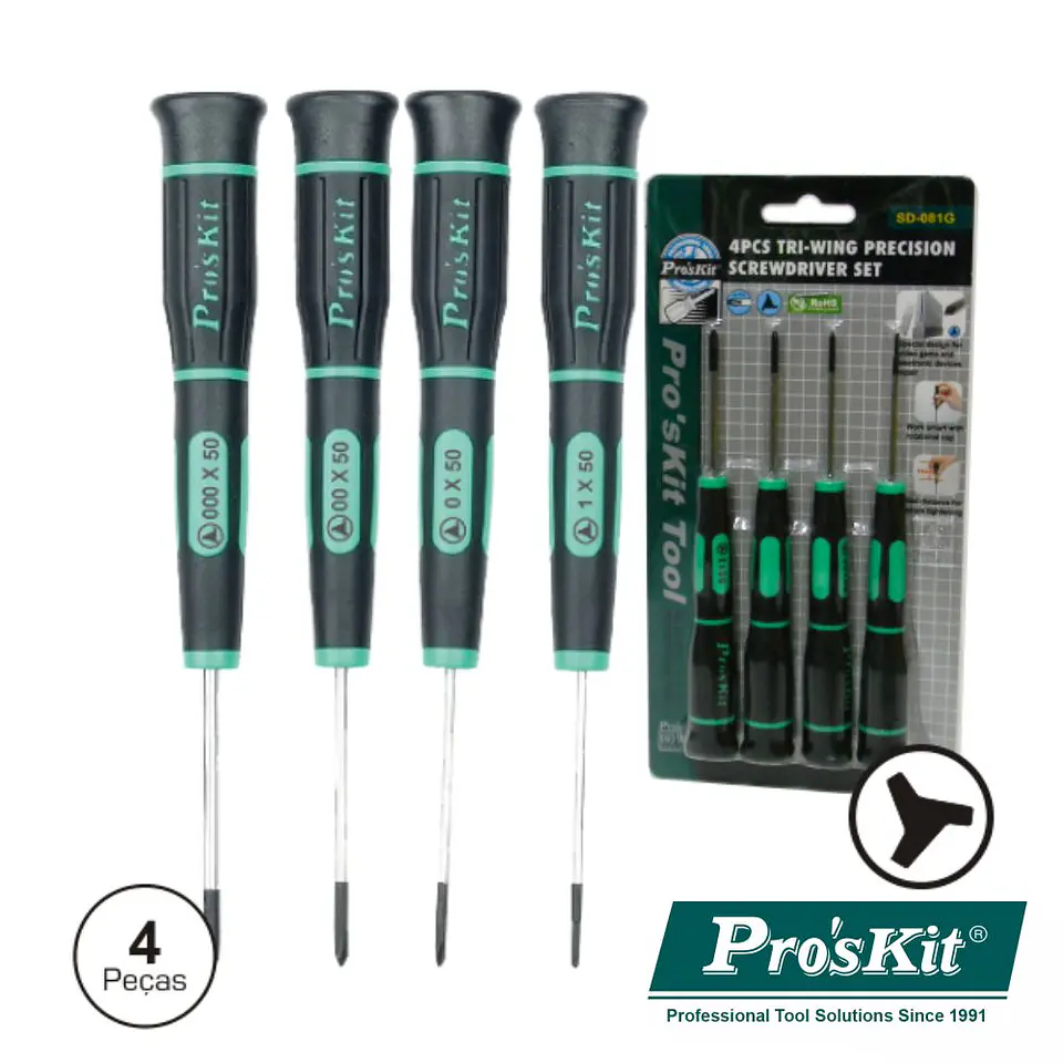 CONJUNTO DE 4 CHAVES TRI-WING DE PRECISÃO PROSKIT 1