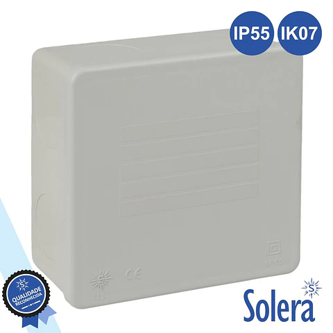 CAIXA DE PASSAGEM ESTANQUE LISA 80x80x35MM IP55 SOLERA