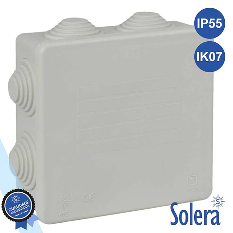 CAIXA DE PASSAGEM ESTANQUE COM 7 CONES 100x100x45MM SOLERA