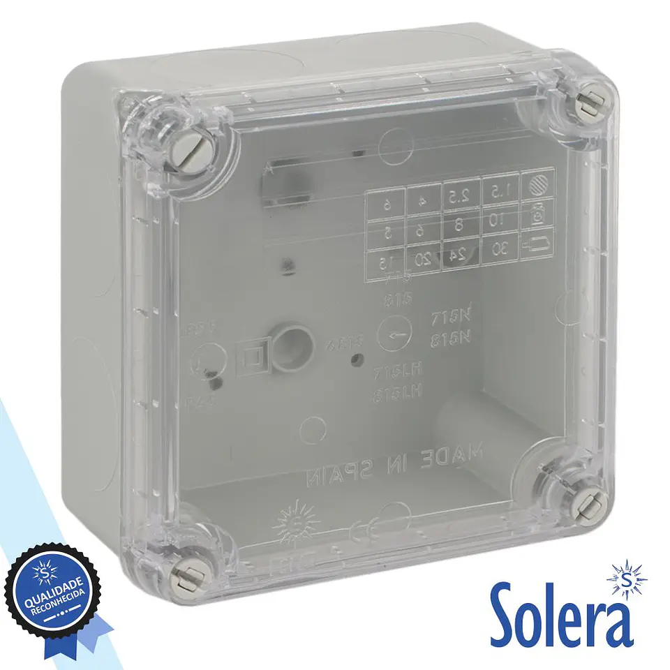 CAIXA DE PASSAGEM ESTANQUE 100x100x55MM IP65 IK07 SOLERA 1