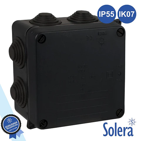 CAIXA DE PASSAGEM ESTANQUE COM 7 CONES 100x100x55MM SOLERA