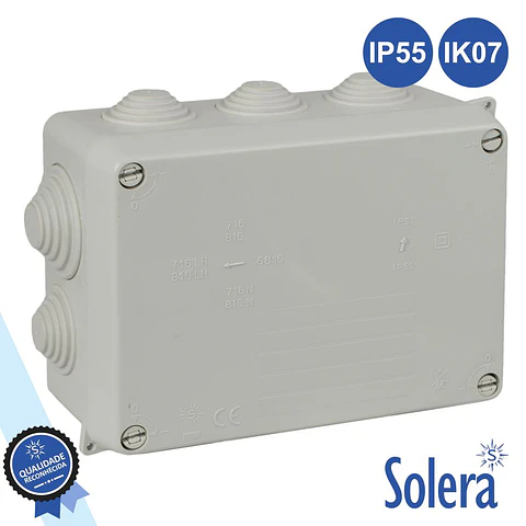 CAIXA DE PASSAGEM ESTANQUE COM 10 CONES 153x110x65MM SOLERA