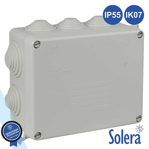 CAIXA DE PASSAGEM ESTANQUE COM 10CONES 160x135x70MM SOLERA