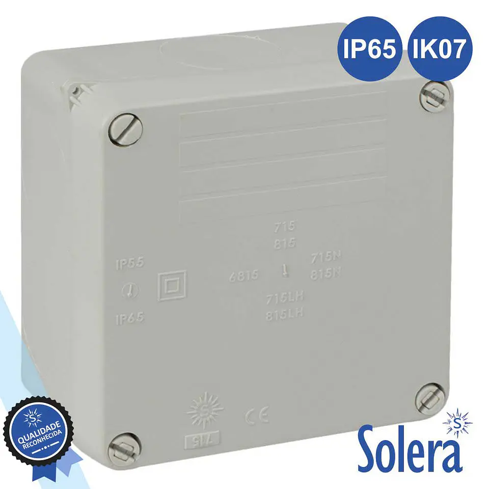 CAIXA DE PASSAGEM ESTANQUE 100x100x55MM IP65 IK07 SOLERA 1