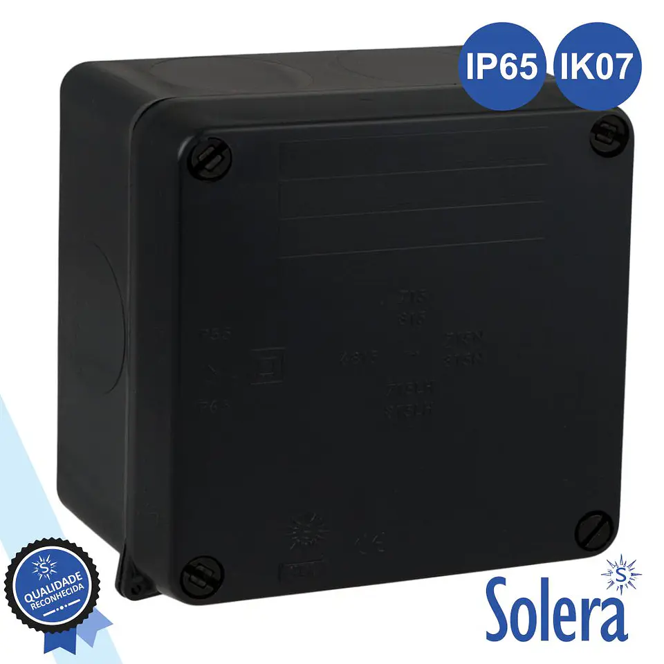 CAIXA DE PASSAGEM ESTANQUE 100x100x55MM IP65 IK07 SOLERA 1