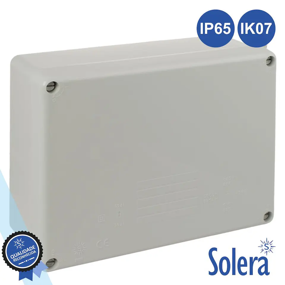 CAIXA DE PASSAGEM ESTANQUE 220x170x80MM IP65 IK07 SOLERA 1