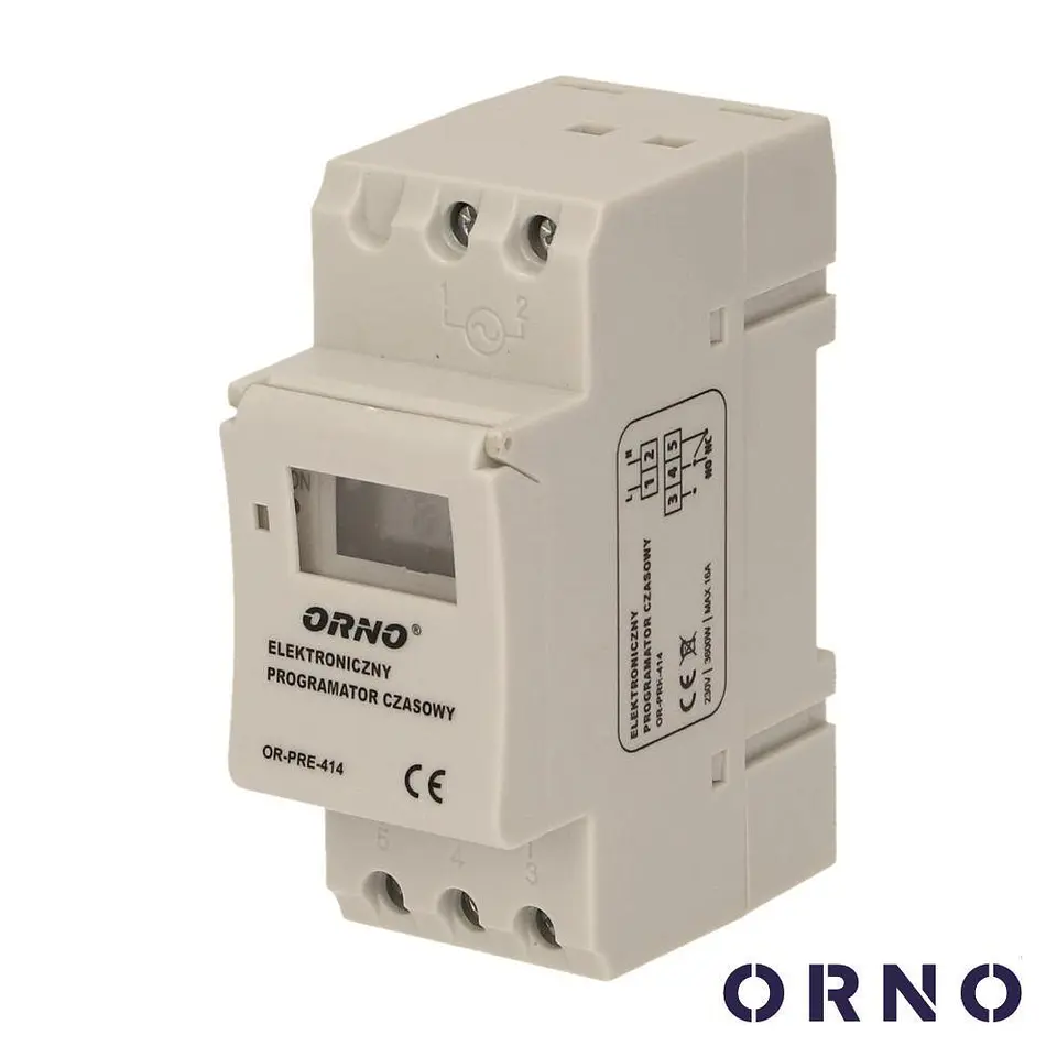 Temporizador Semanal Digital 16A 230V P/ Calha Din ORNO 1