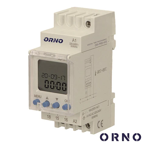 Temporizador Semanal Digital 16A 230V P/ Calha Din ORNO