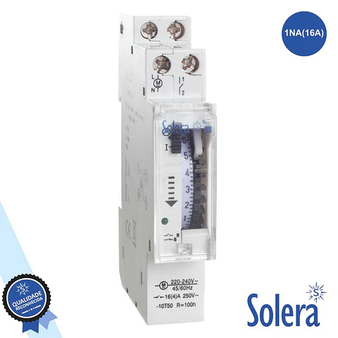 TEMPORIZADOR DIÁRIO ANALÓGICO 16A 230V P/ CALHA DIN SOLERA