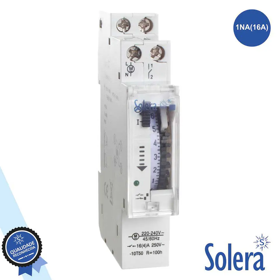 TEMPORIZADOR DIÁRIO ANALÓGICO 16A 230V P/ CALHA DIN SOLERA 1