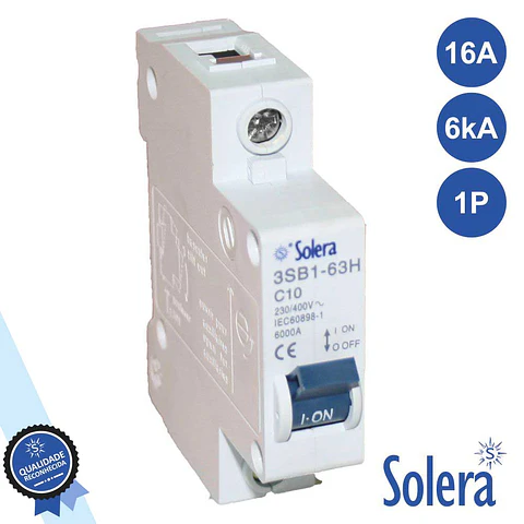 INTERRUPTOR AUTOMÁTICO DISJUNTOR 1P 16A 6kA 240/415V SOLERA